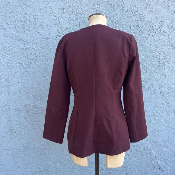 90s Blazer in Maroon Womens Medium Structured Top Military Details. - Picture 3 of 6